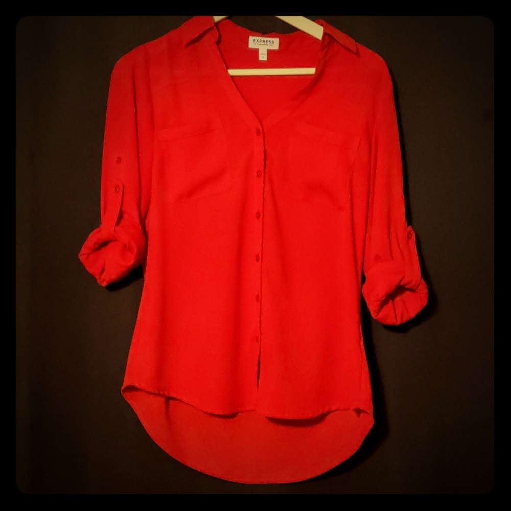 Red button down
